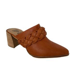 NWOB Beast Fashion Stephanie Mule Western Block Heel Braided Saddle Brow…